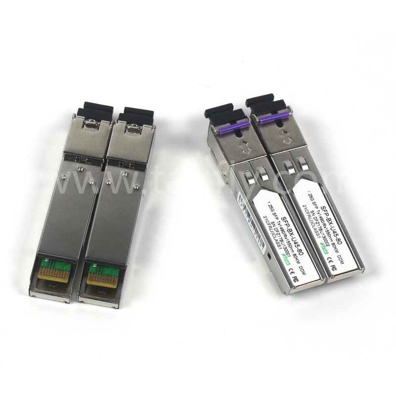 1.25G SFP BIDI Tx1550/Rx1490nm 80KM SMF DDM LC CISCO JUNIPER HUAWEI متوافقة مع SFP وحدة ناقل بصري