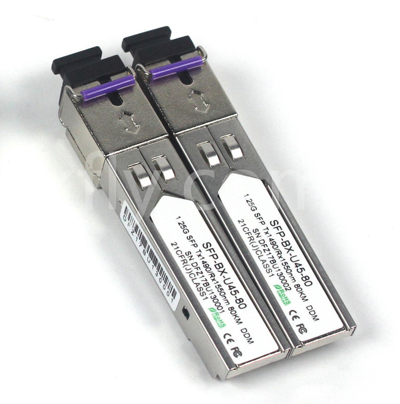 1.25G SFP BIDI Module Tx1490/Rx1550nm 80KM SMF DDM LC CISCO JUNIPER HUAWEI متوافق