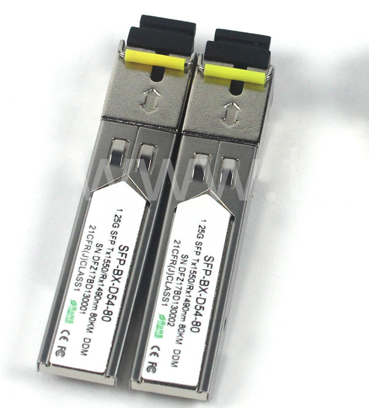 BIDI 1.25 G SFP Transceiver Tx1550/Rx1490nm 80KM SMF DDM LC CISCO JUNIPER HUAWEI متوافق