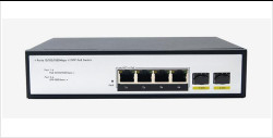 DF-2F-4GP 2-Port 10/100/1000Mbps 4 + 2 منفذات الألياف العلوية Gigabit Poe Network Switch