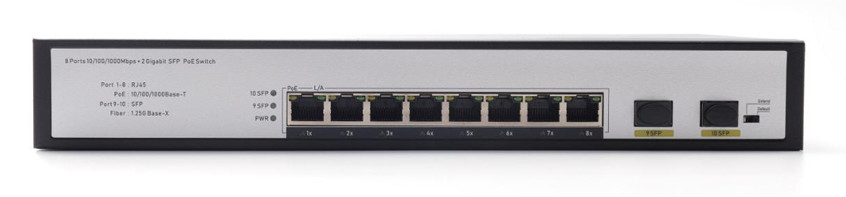 DF-2F-8GP 2-Port 10/100/1000Mbps 8+2 Uplink Fiber Ports محول شبكة جيجابيت بو