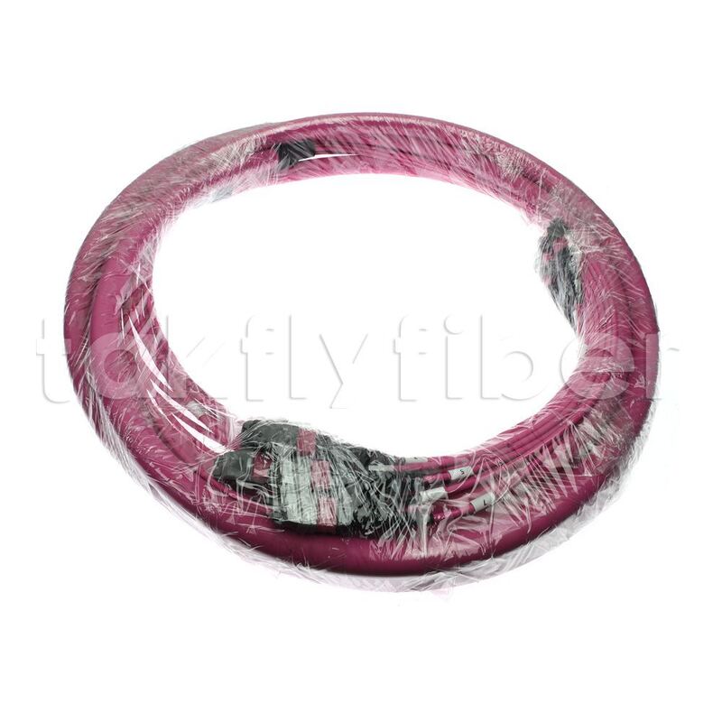 144 نواة OM4 كابلات الألياف MPO ذات الخسارة المنخفضة مع موصلات MTP لمراكز البيانات عالية الكثافة