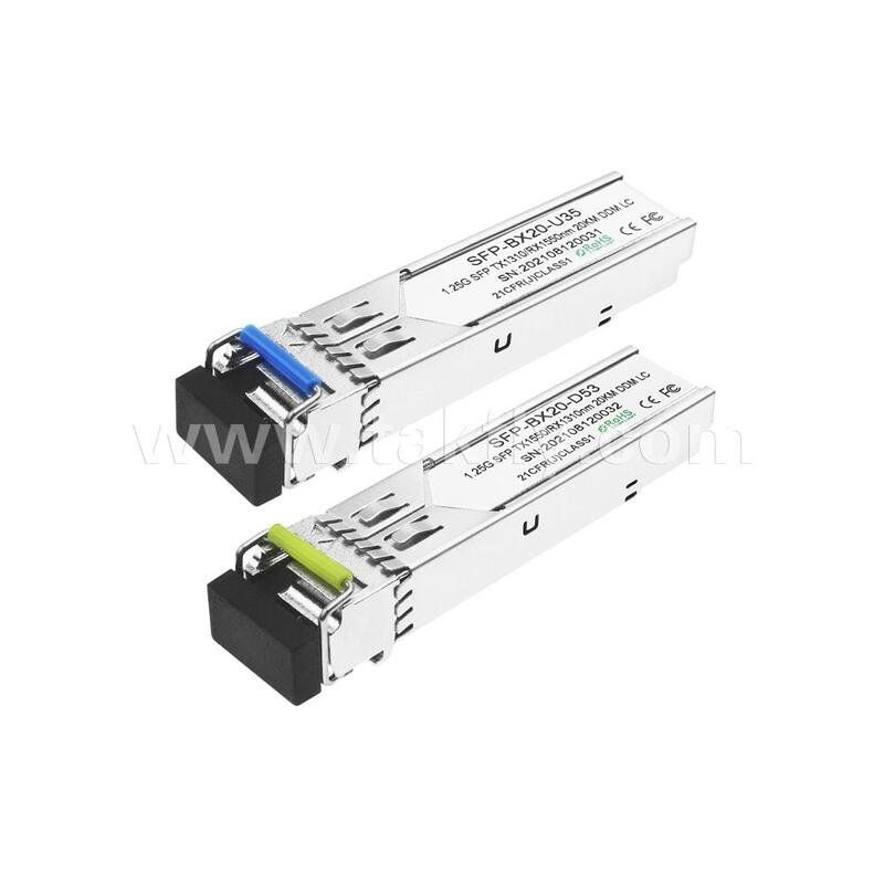 SFP 1.25gbps 20km LC Reach Tx1310nm/Rx1550nm جهاز إرسال بصري ثنائي الاتجاه لمركز البيانات FTTX