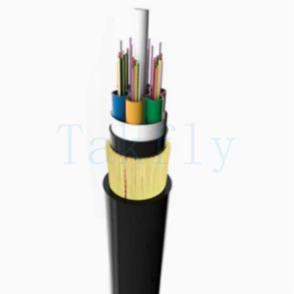 ADSS 2-24 حبوب هوائية أنبوب فضفاضة للقلب عضو مركزي من FRP ، خيط أراميد ، غلاف خارجي PE / AT