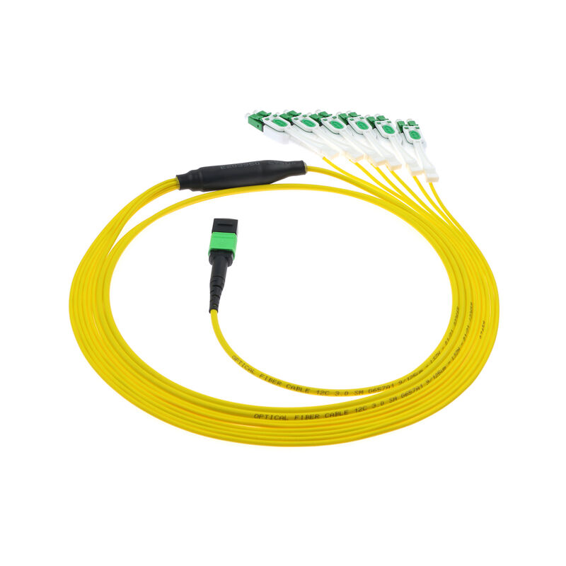 12-ألياف MPO/MTP إلى 6-Port LC APC Uniboot Breakout Patch Cord | وضع OS2 الفردي | تكوين دوبلكس DX