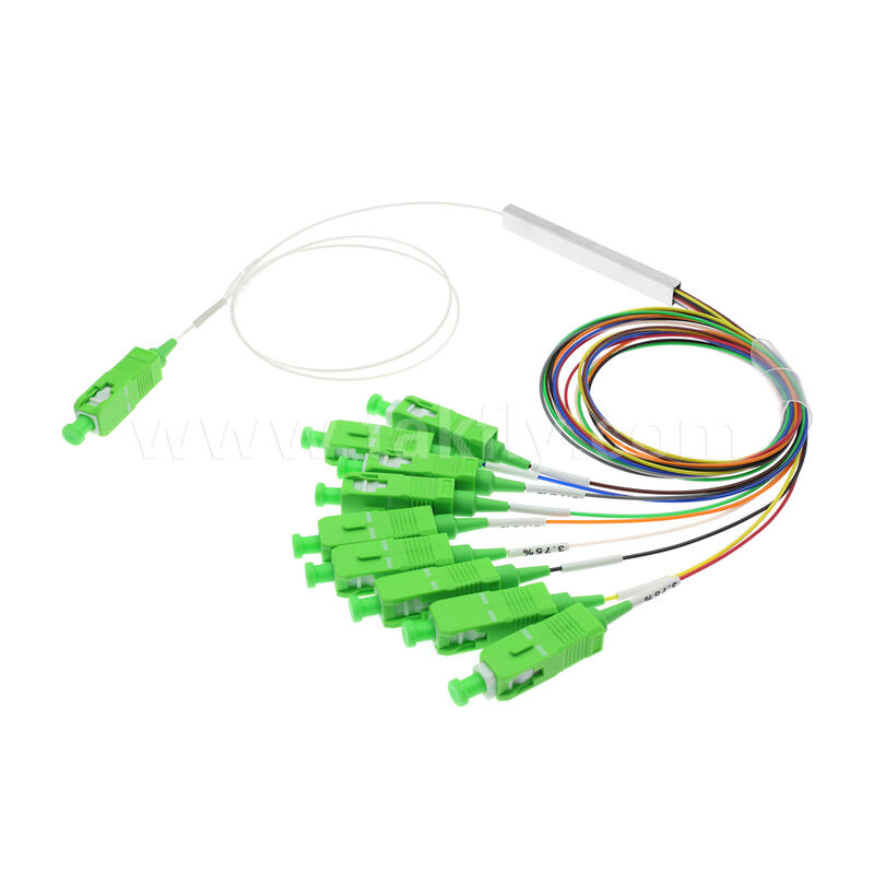 1 × 9 قناة PLC Splitter مع 0.9mm الألياف لشبكات التوزيع FTTH / FTTX البصرية