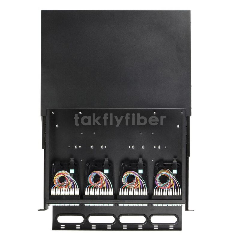 لوحة التصحيح المنزلقة Takfly 1U / 2U ️ MTP / MPO ذو الكثافة العالية Plug-and-Play إلى Cassette LC لما يصل إلى 192 ألياف