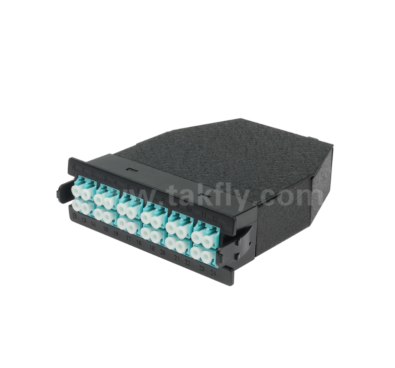 MPO/MTP إلى LC وحدة الكاسيت الموقوفة مسبقًا ️ 12-Core أو 24-Core ، لوحة LC Duplex الأمامية ، محولات MPO الخلفية المزدوجة ، Plug-and-Play للكابلات مركز البيانات عالي الكثافة